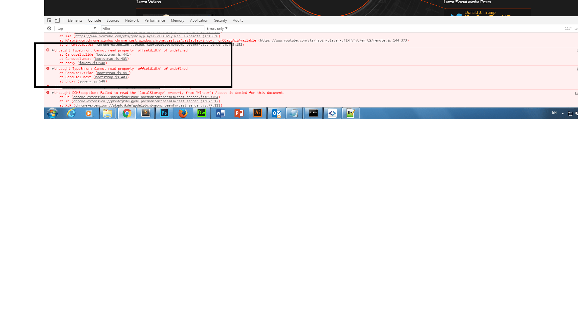jquery bootstrap.js441 Uncaught TypeError Cannot read property