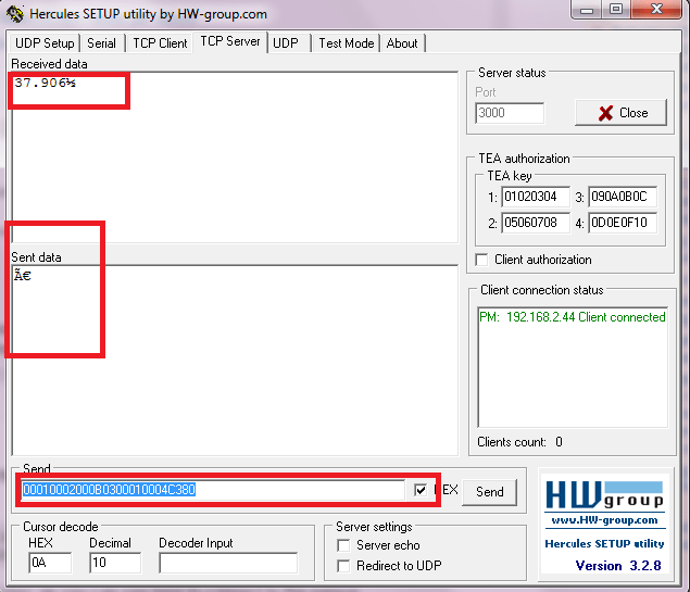 sockets Connect to pressure sensor using c to get the value ,doesn't