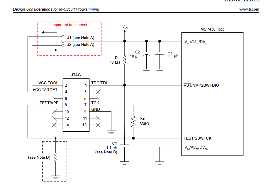 Can a MSP430 be programmed with only VDD/RST/TST/GND connectors