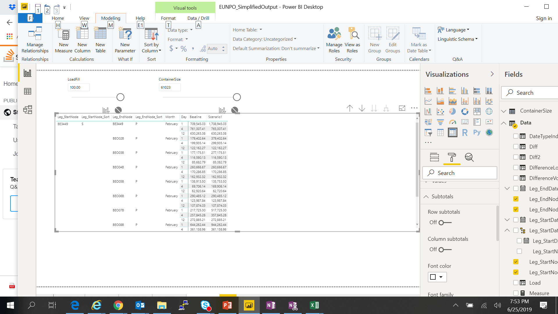 pivot Power BI Matrix Get the difference of two columns Stack
