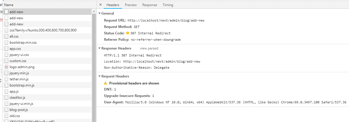 php 307 temporarily moved code when page loads in Chrome Stack Overflow