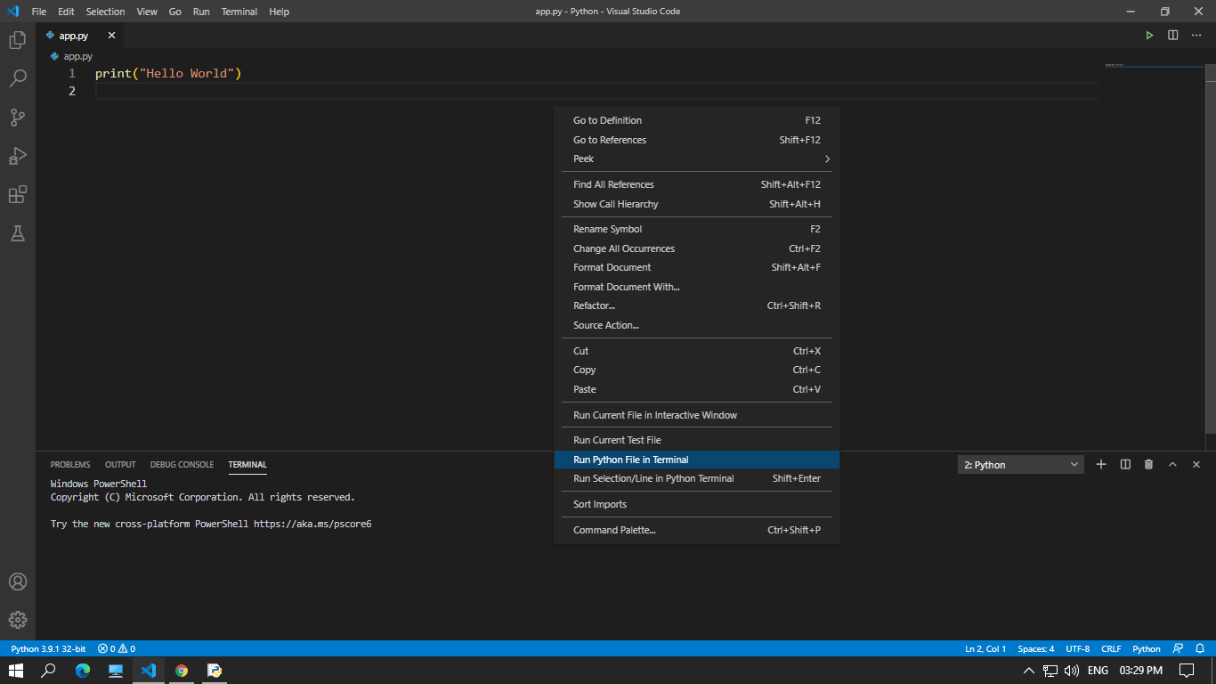 Python, How do i run python file in cmd from vscode