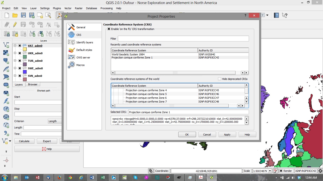 qgis My Coordinate Reference System listing is in the wrong language