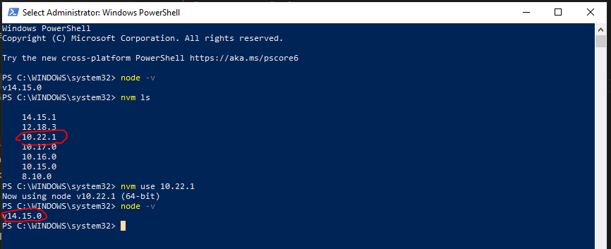 powershell nvm not changing node version Stack Overflow