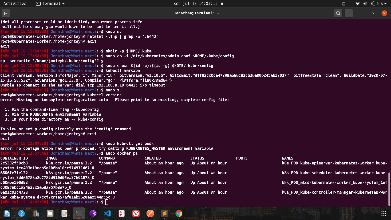 Kubectl Unable to connect to the server with i/o timeout