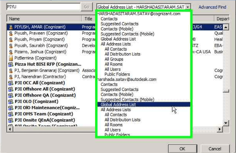 c To get GAL of non default address book from multiple accounts in