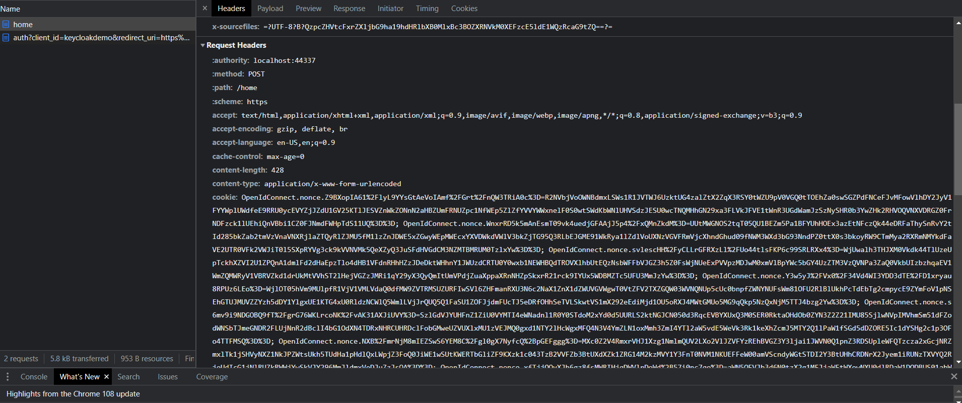OpenID with keycloak, infinite redirect loop after successful login ASP