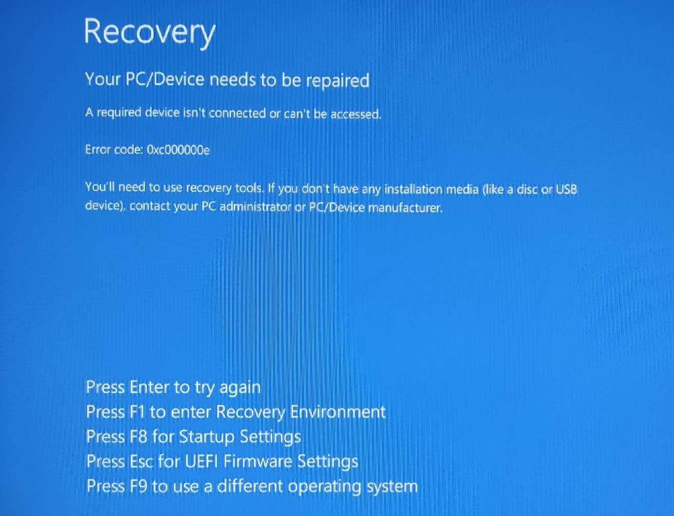 Windows 10 Recovery Issue techsupport