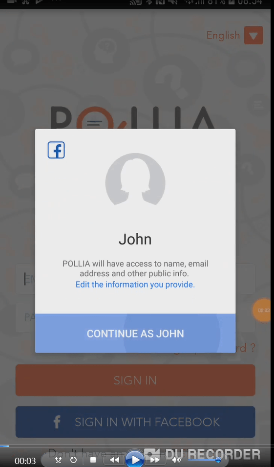 java Android Facebook login popup dialog Stack Overflow