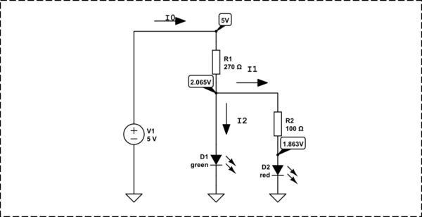 voltage Calculating LED current flow in a parallel circuit