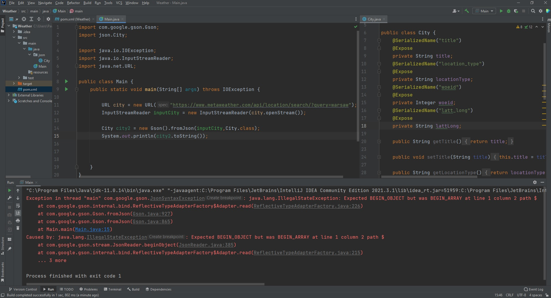 [Solved] How to repair problem "IllegalStateException Expected BEGIN_OBJECT but was BEGIN_ARRAY