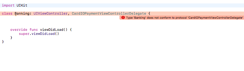 swift Card.io not conforming with protocol