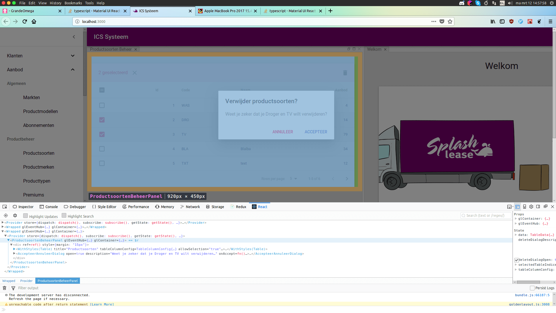 typescript Material UI React Modal Dialog on custom container Stack
