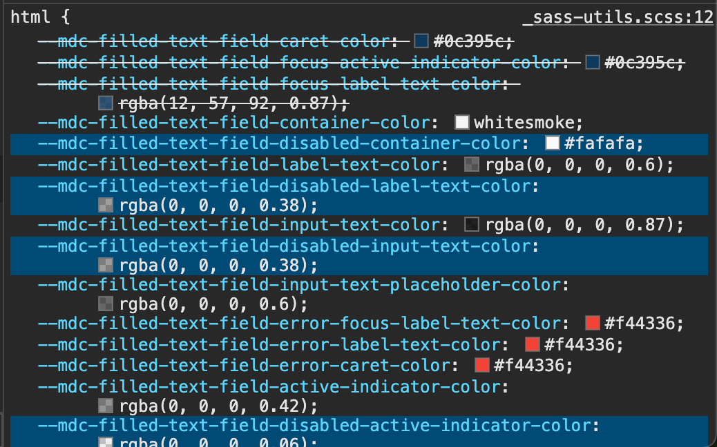 sass How to set global style for disabled matformfield in Angular