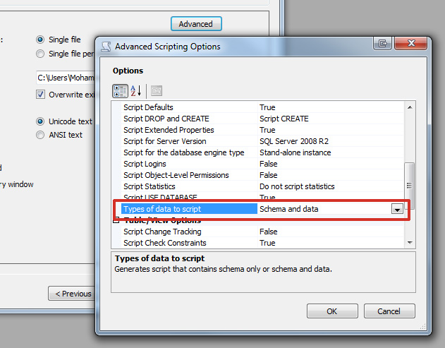 Sql Server Management Studio 2008 Script Table Data