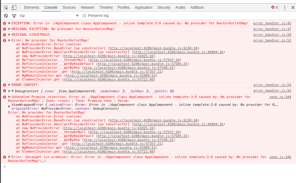 angular No provider for RouterOutletMap Stack Overflow