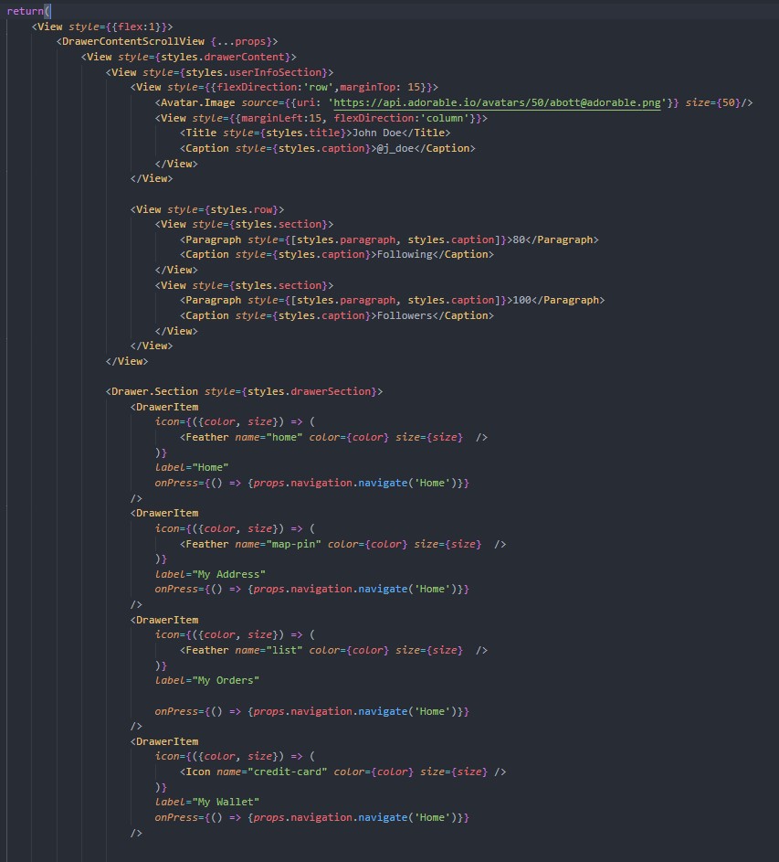 React Native Drawer Item I want to set icon right side via