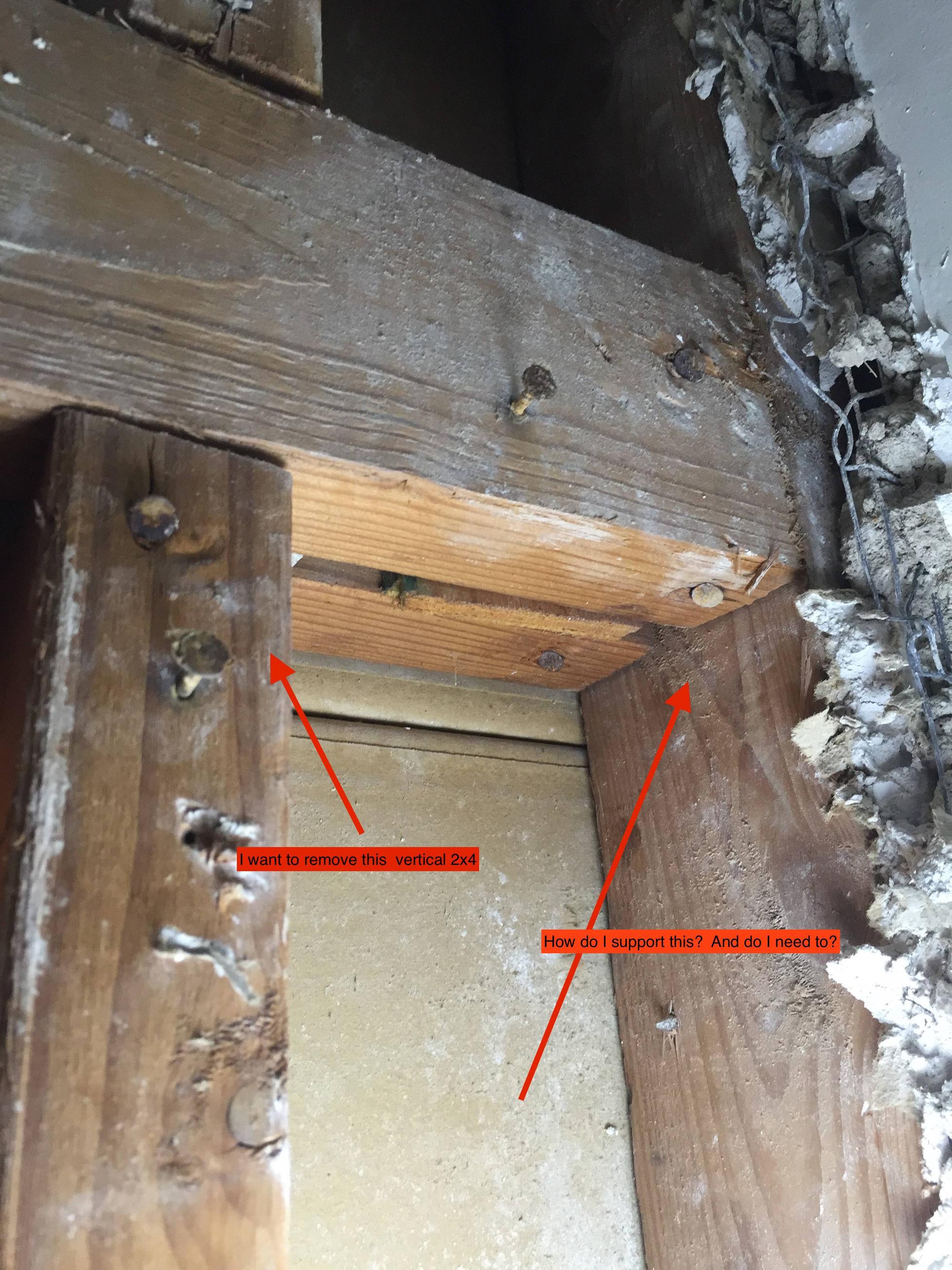 framing How do I properly support the header when expanding a door