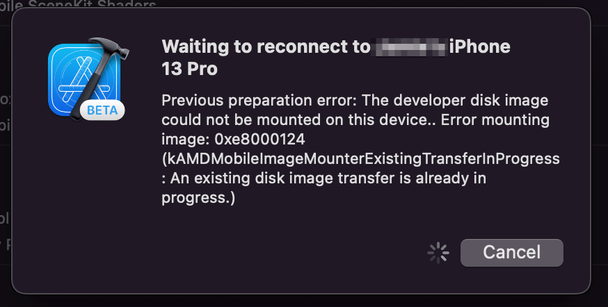 xcode15 Xcode 15 Error mounting image — Disk image transfer is