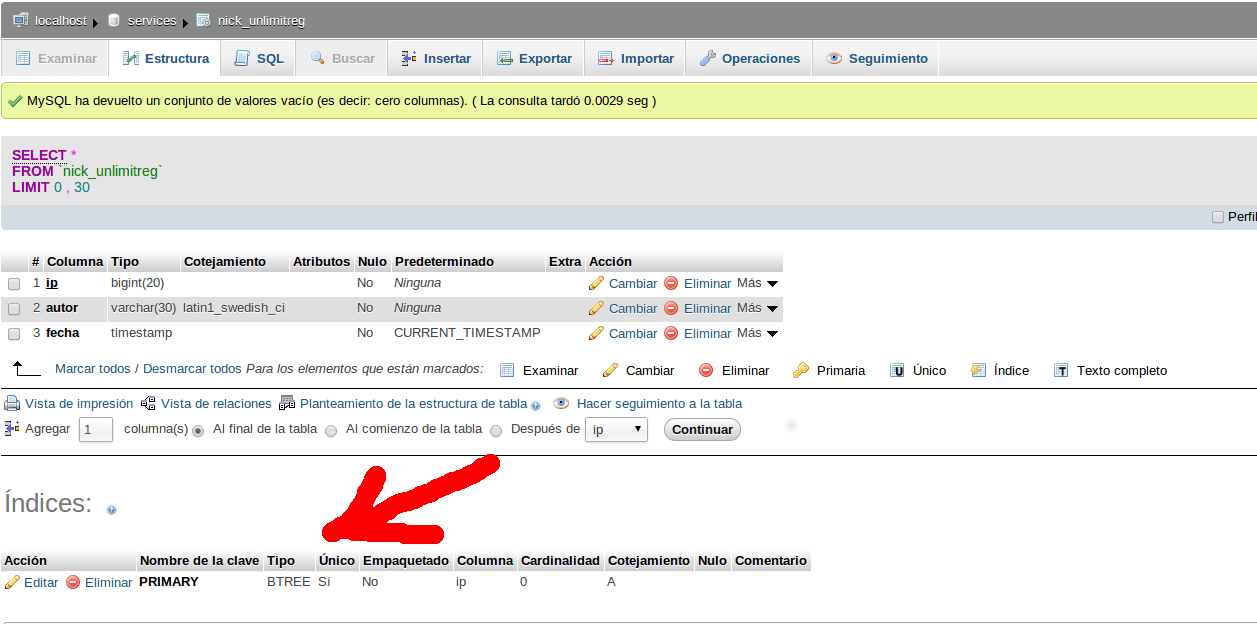 mysql phpmyadminテーブルに複数の主キーをドロップするにはどうすればよいですか？