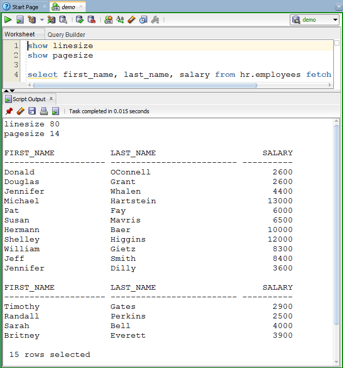 oracle sqldeveloper SQL Developer Script Column Output Format Stack