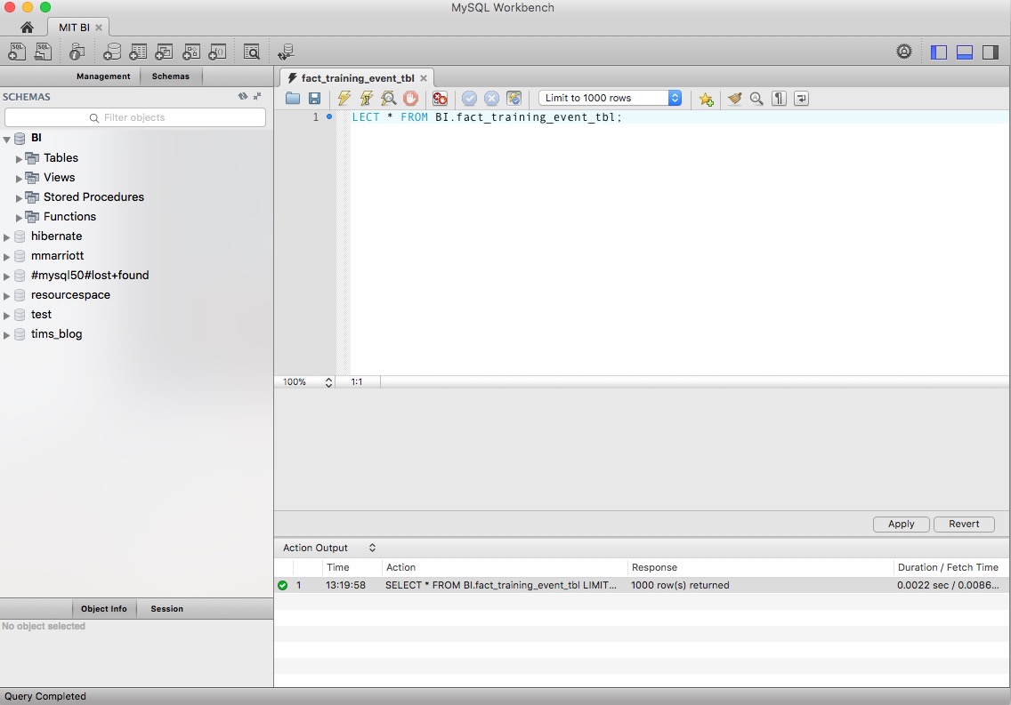 results grid not showing on mysql workbench 6.3.9 for macOS sierra