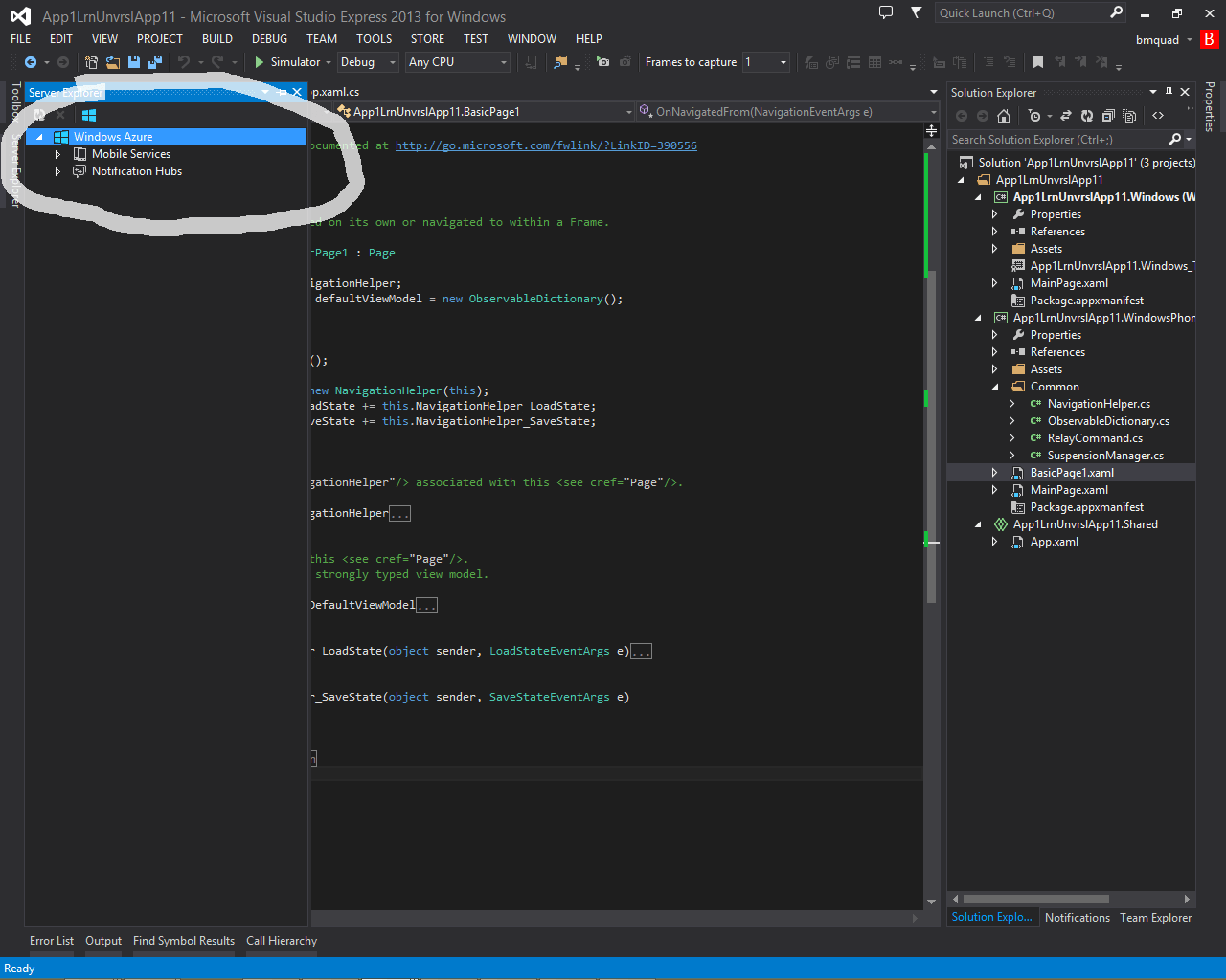 Databse explorer/Server explorer missing Visual Studio express 2013