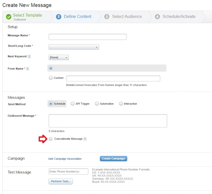 marketing cloud Are we able to bypass MobileConnect 160 Character