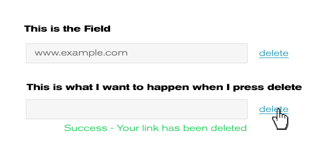 javascript Add Delete link / button to delete input field contents