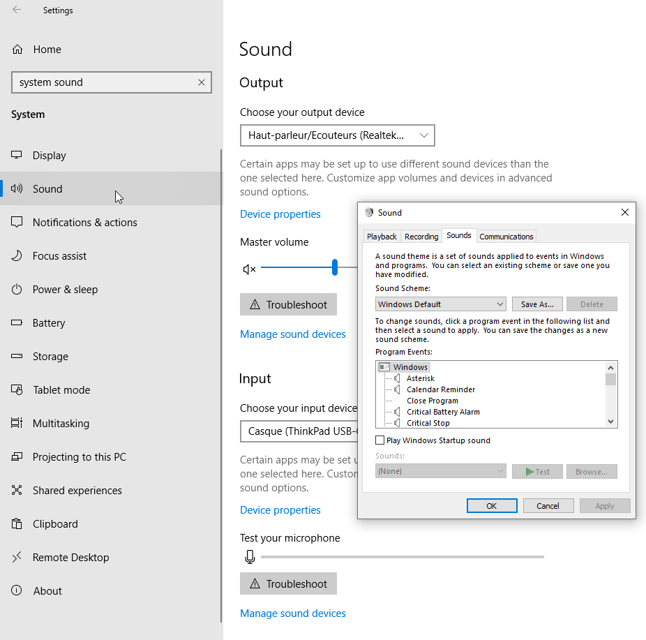 How to open the "system sound" properly in Windows 10? Super User