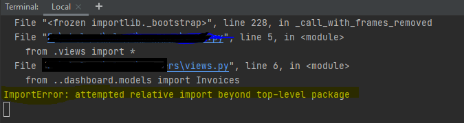 python ImportError attempted relative import beyond toplevel package in django Stack Overflow