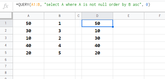 Google Sheets Sorting values using an array of index Stack Overflow