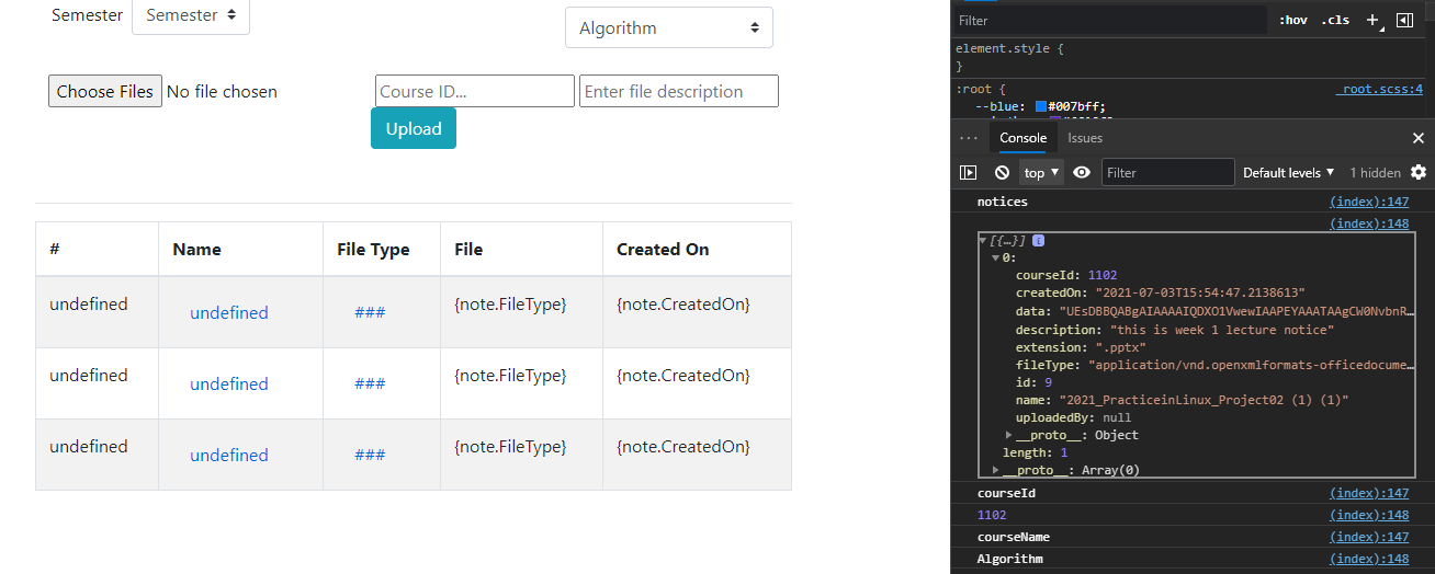 c JSON data is returned as undefined after rendered using ajax