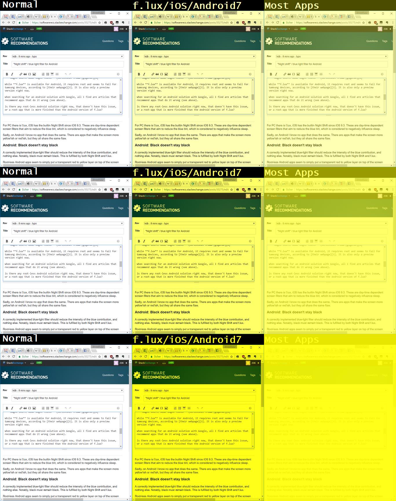 display "Night shift" / blue light filter for Android Software