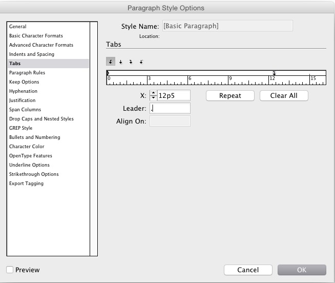table of contents Leading dots with right indent tab in InDesign TOC Graphic Design Stack