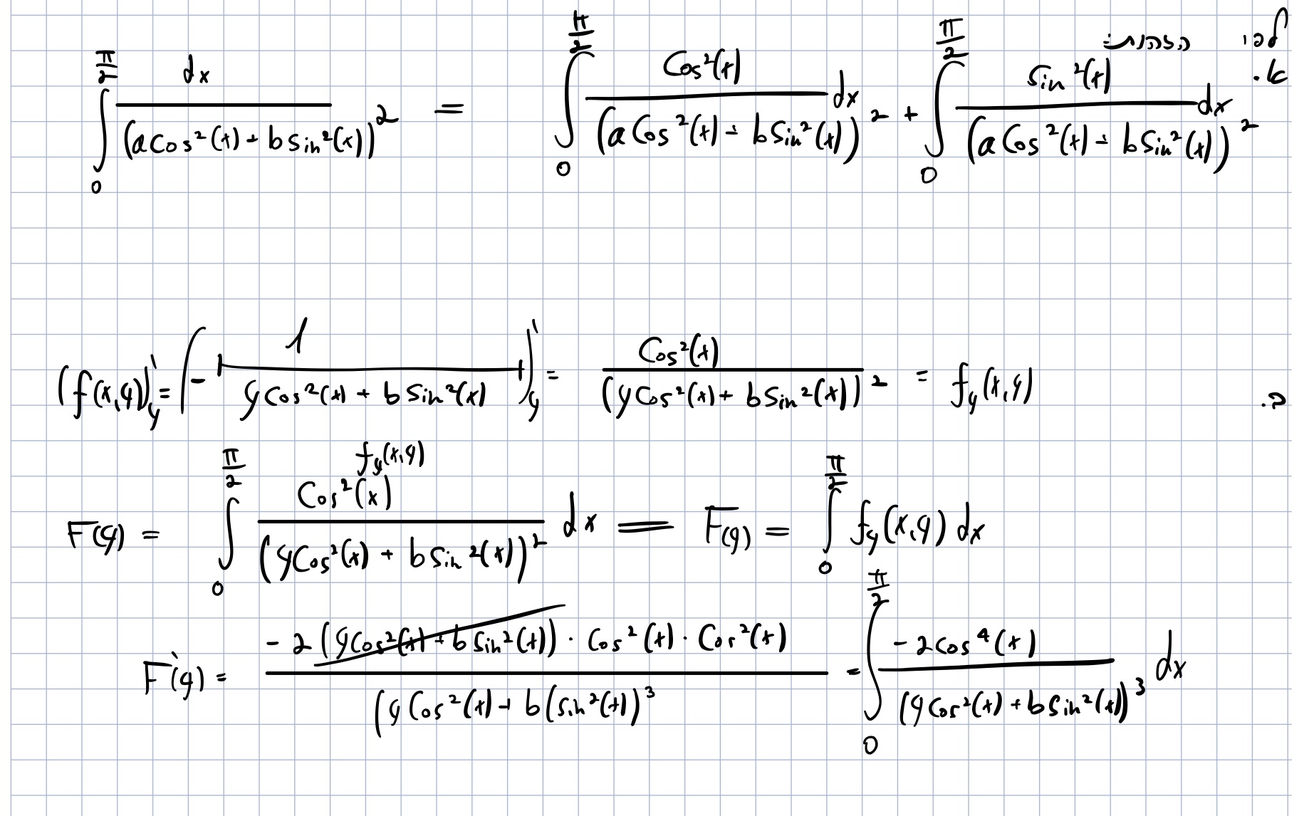 derivatives Calculating an integral using Leibniz parametric