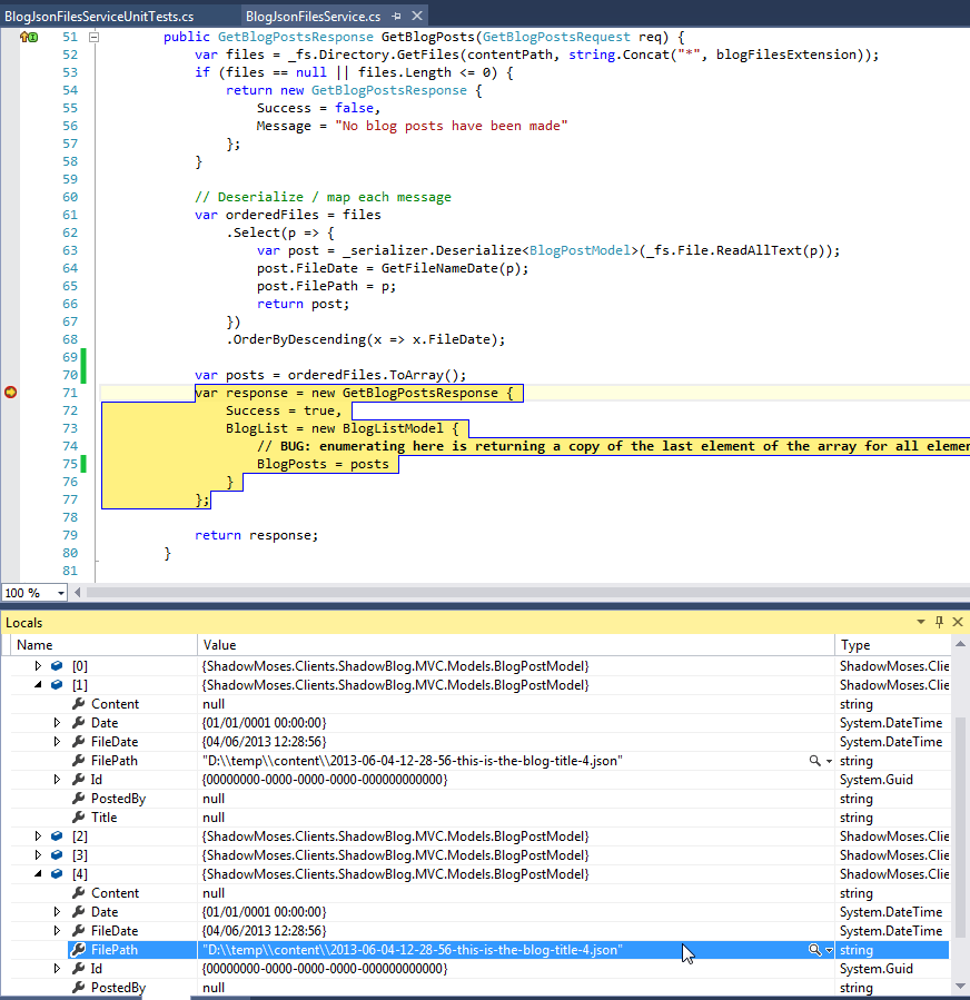 c Projected / enumerated array returns last element copied to all