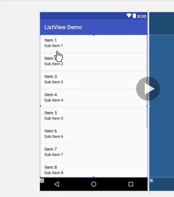java Android Studio Preview is not showing ListView examples Stack