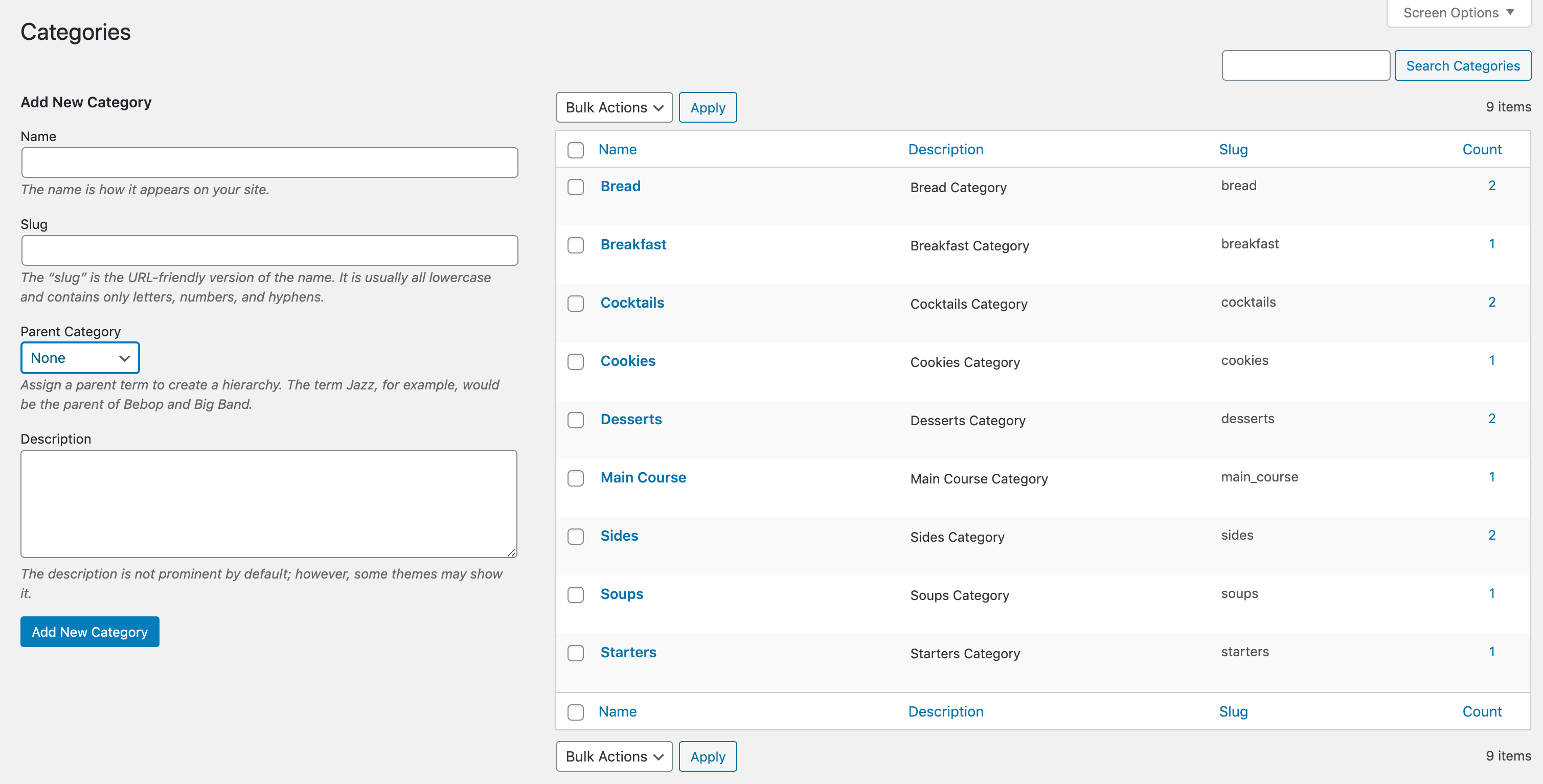 Include custom post type custom taxonomies in Categories widget