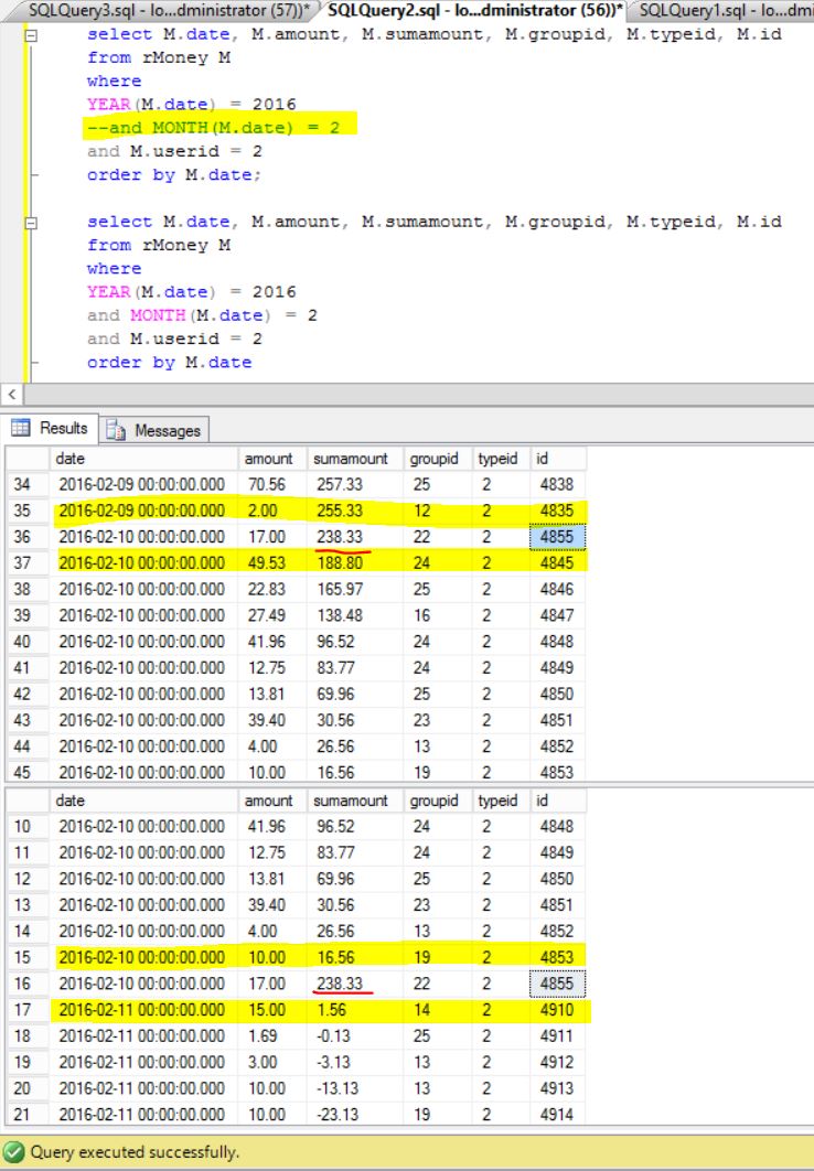 Why is SQL Server returning a different order when using