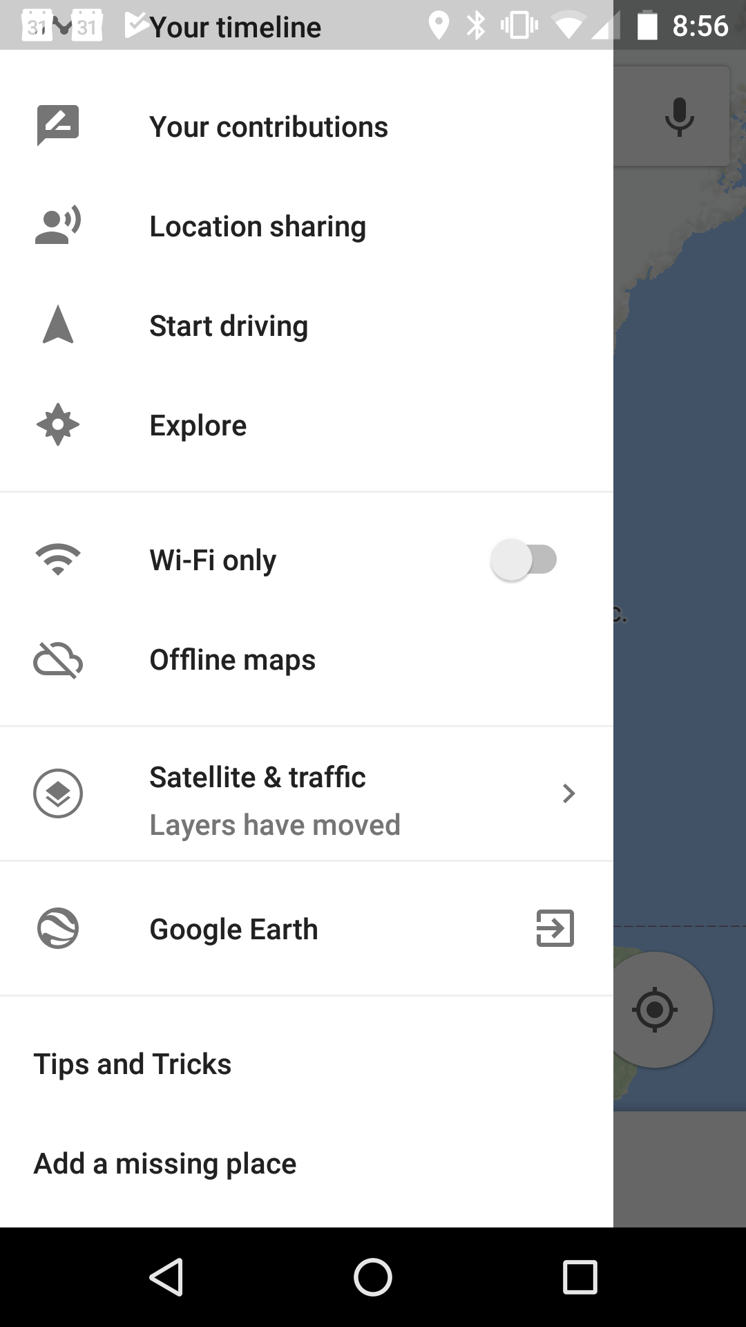 Google Maps >9.60 Can't access the layers. How to turn off/on layers