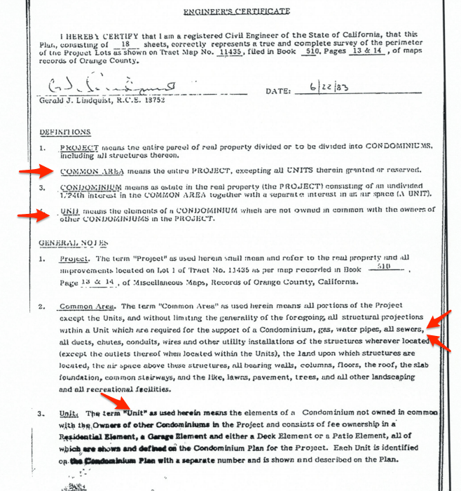 property Establishing Ownership of a Sink Drain In Wall Condo in