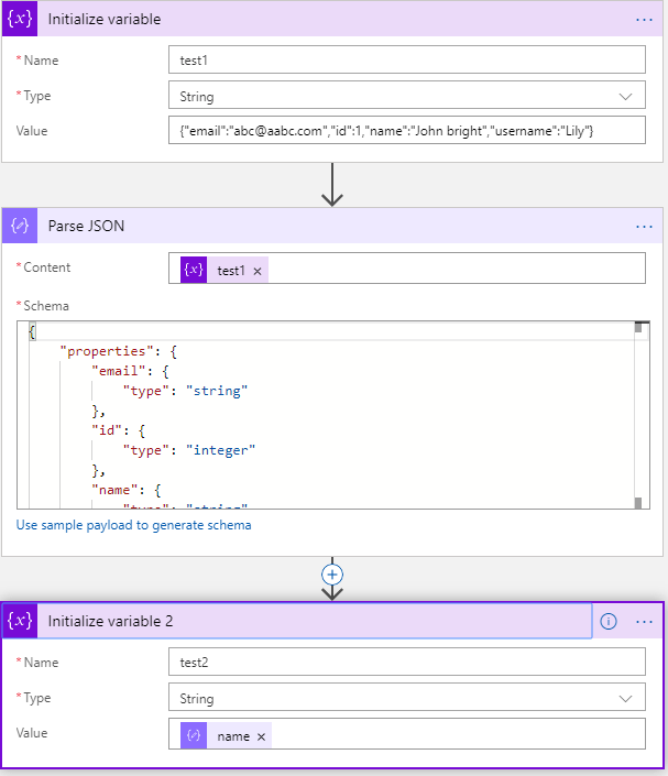 Logic app read property of json stored in variable Stack Overflow