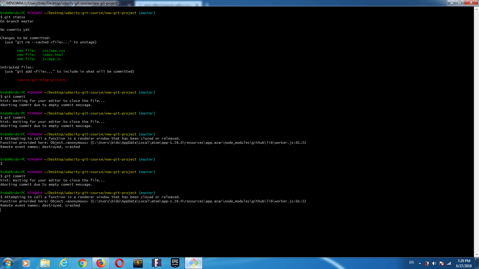 github How can I fix git commit error after closing the editor window