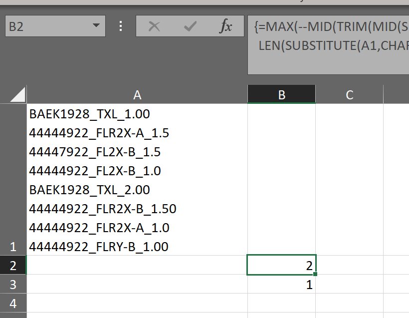 vba excel formula to find maximum within same cell have multiple