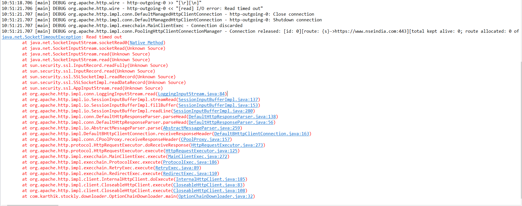 get CloseableHttpClient throws Read