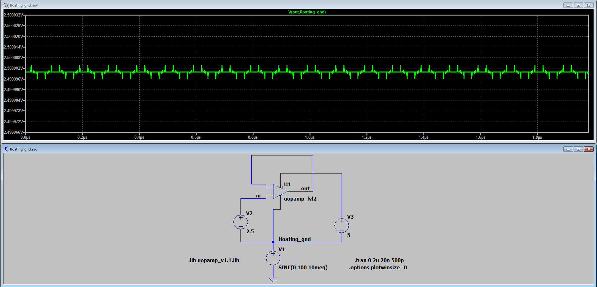 Wrong LTspice simulation results when circuit has a large common mode potential to ground node