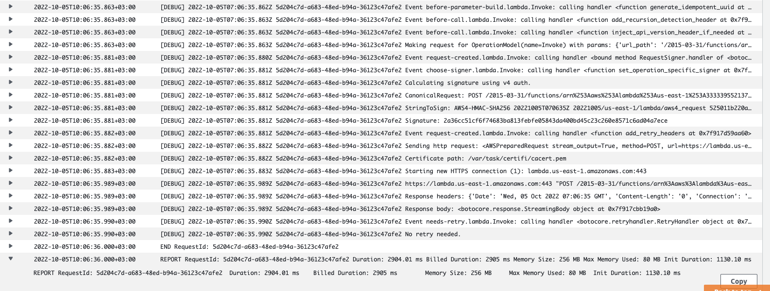 python AWS lambda doesn't return the response Stack Overflow