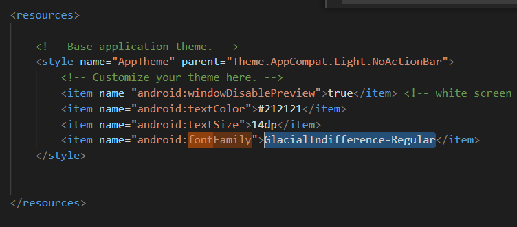How to add custom font (GlacialIndifferenceRegular) React
