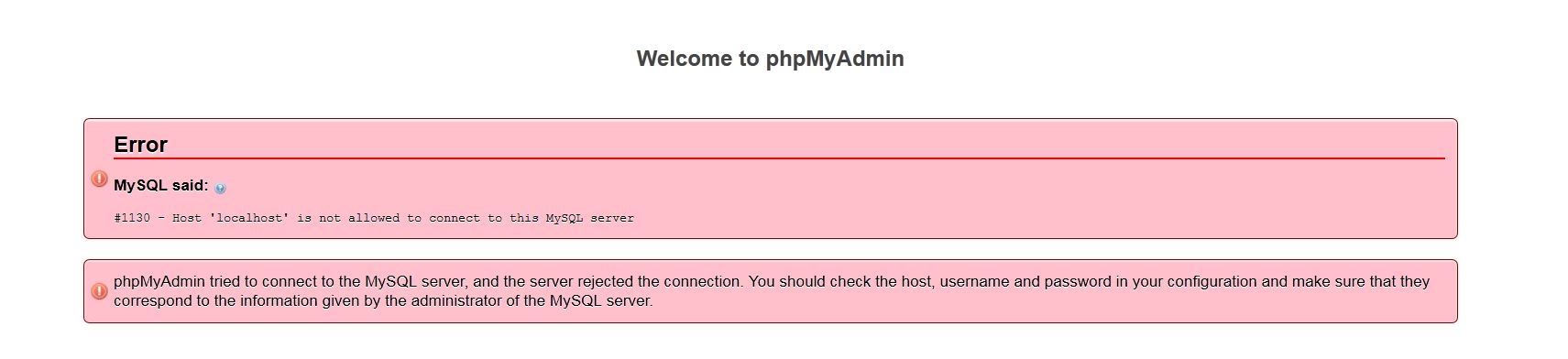 mysql error message while connecting to phpmyadmin Stack Overflow